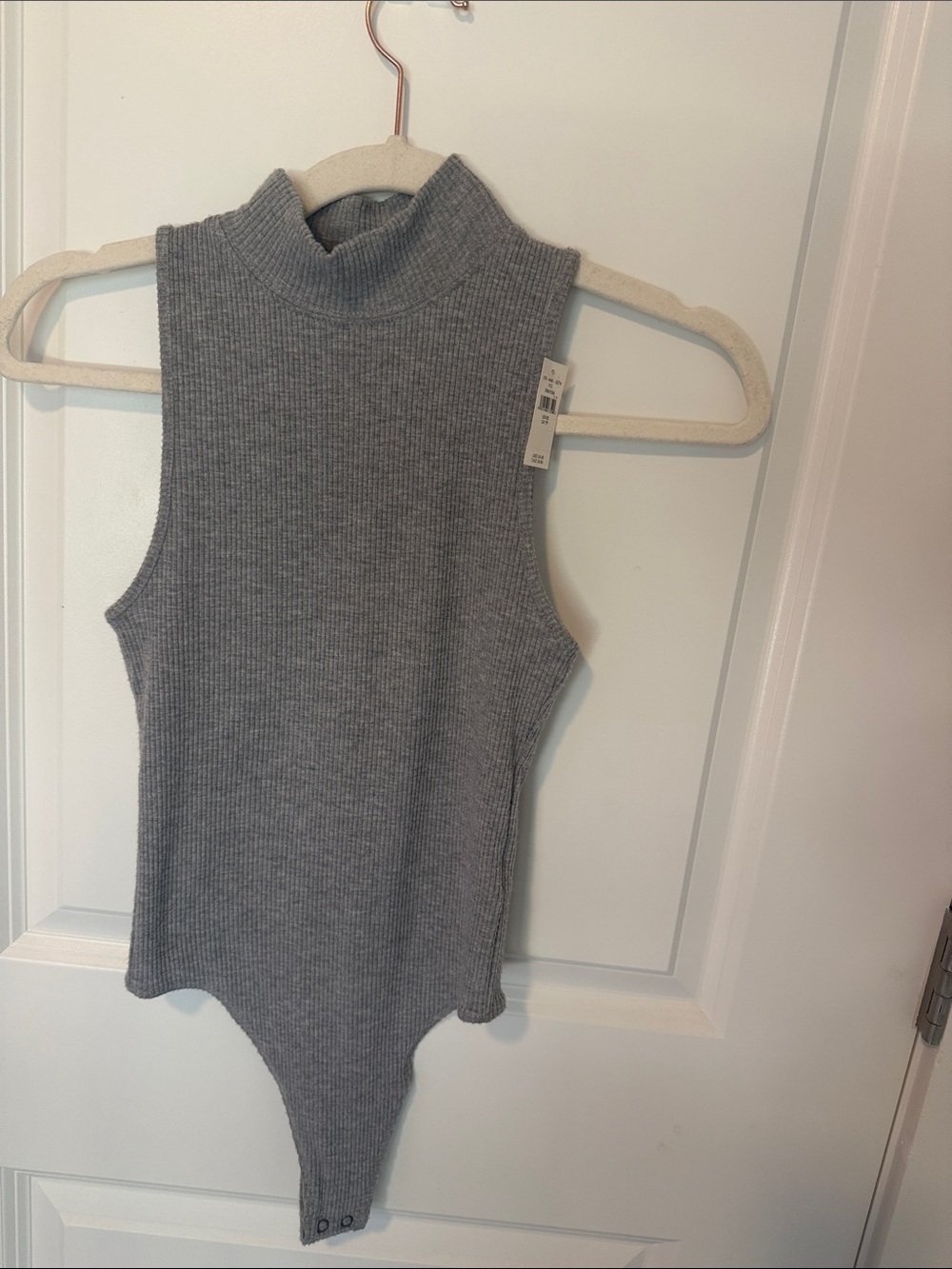 aerie Sleeveless Ribbed Mock Neck Bodysuit - Gray